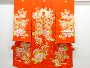 アンティーク　紋錦紗　宝船に菊模様五つ紋着物